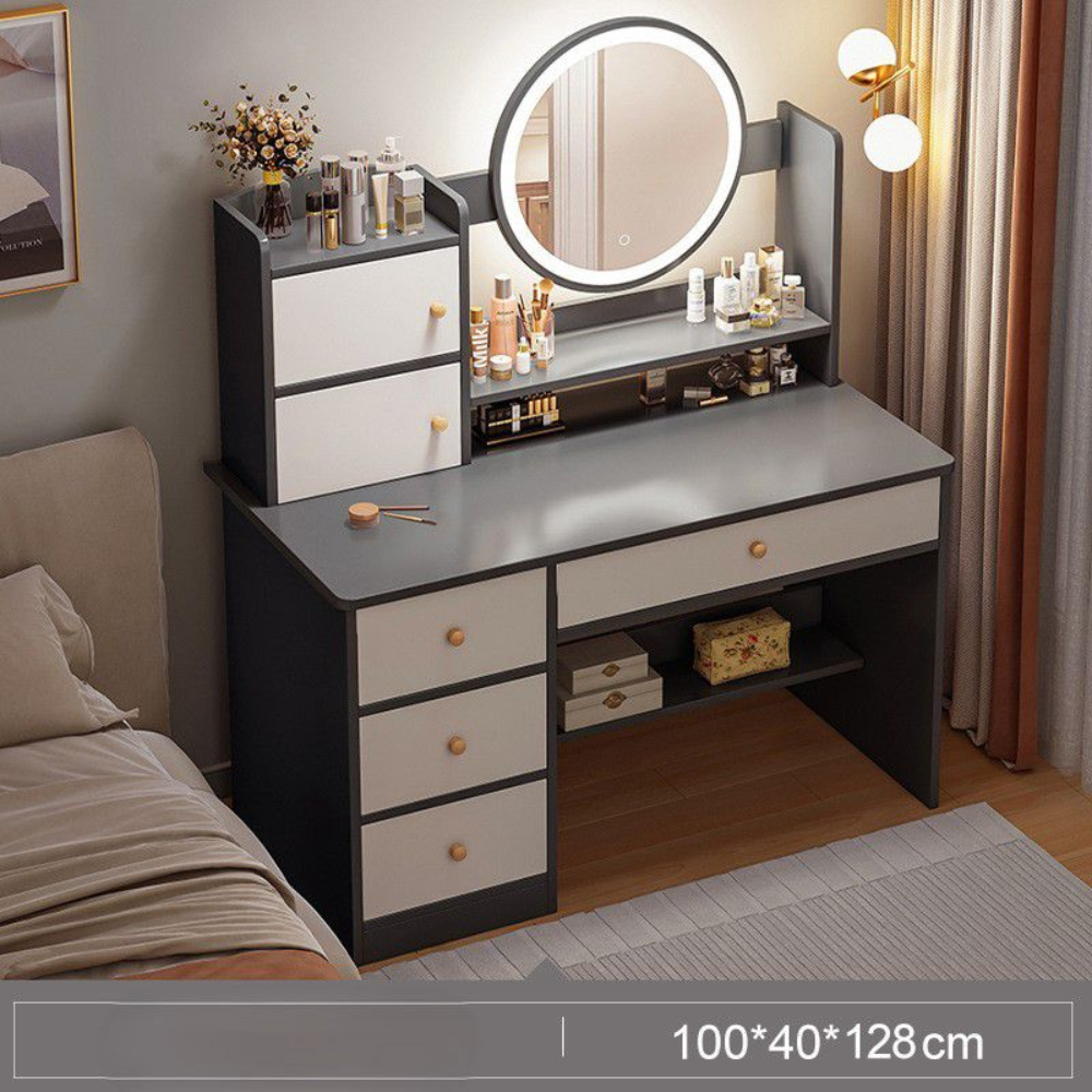 שידת איפור עם מראה ותאורת לד ברוחב מטר Rosso Italy RSM-3056 בצבע אפור - יבואן רשמי