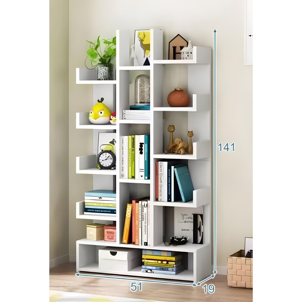 ספרייה מעוצבת מודרנית בגובה 141 ס"מ Rosso Italy RSM-3075 בצבע לבן - יבואן רשמי