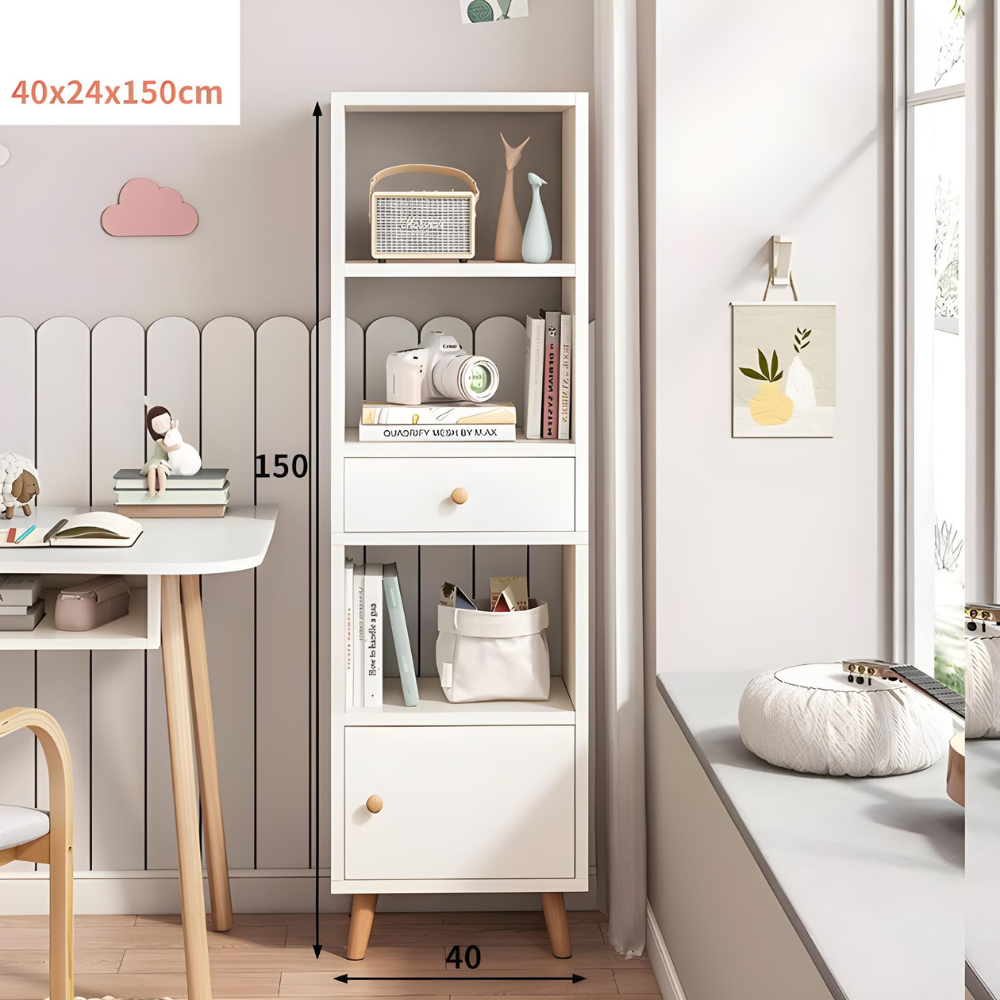 ספרייה מעוצבת מודרנית בגובה 150 ס"מ Rosso Italy RSM-3077 בצבע לבן - יבואן רשמי