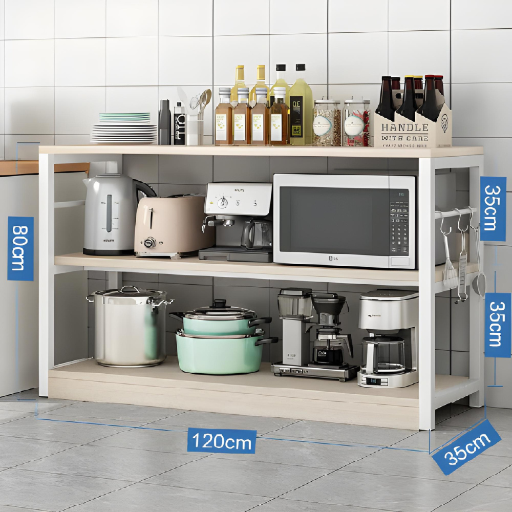 ארונית למיקרוגל אי למטבח ברוחב ענק 1.2 מטר Rosso Italy RSM-2101 בצבע לבן בשילוב עץ - יבואן רשמי