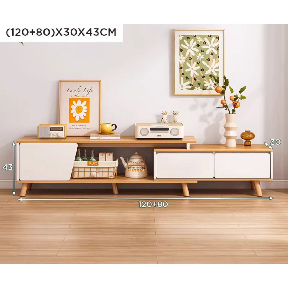 מזנון סלון מודרני צבע עץ בשילוב לבן דגם Rosso Italy RSM-3153 - יבואן רשמי