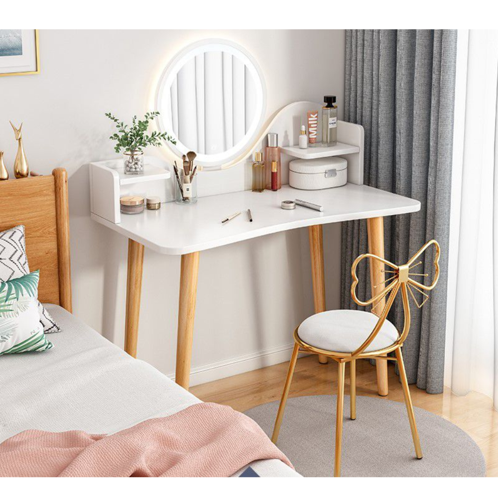 שידת איפור יוקרתית עם מראה ותאורת LED ברוחב 80 ס"מ Rosso Italy RSM-2076 לבן - יבואן רשמי