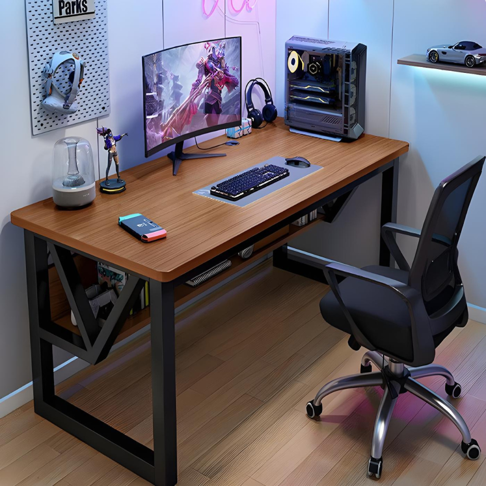 סט שולחן מחשב כתיבה ענק דגם RSM-1009 רוחב 1.6 מטר עץ כהה וכסא מחשב אורטופדי דגם MSH-10-6 שחור ROSSO ITALY - יבואן רשמי