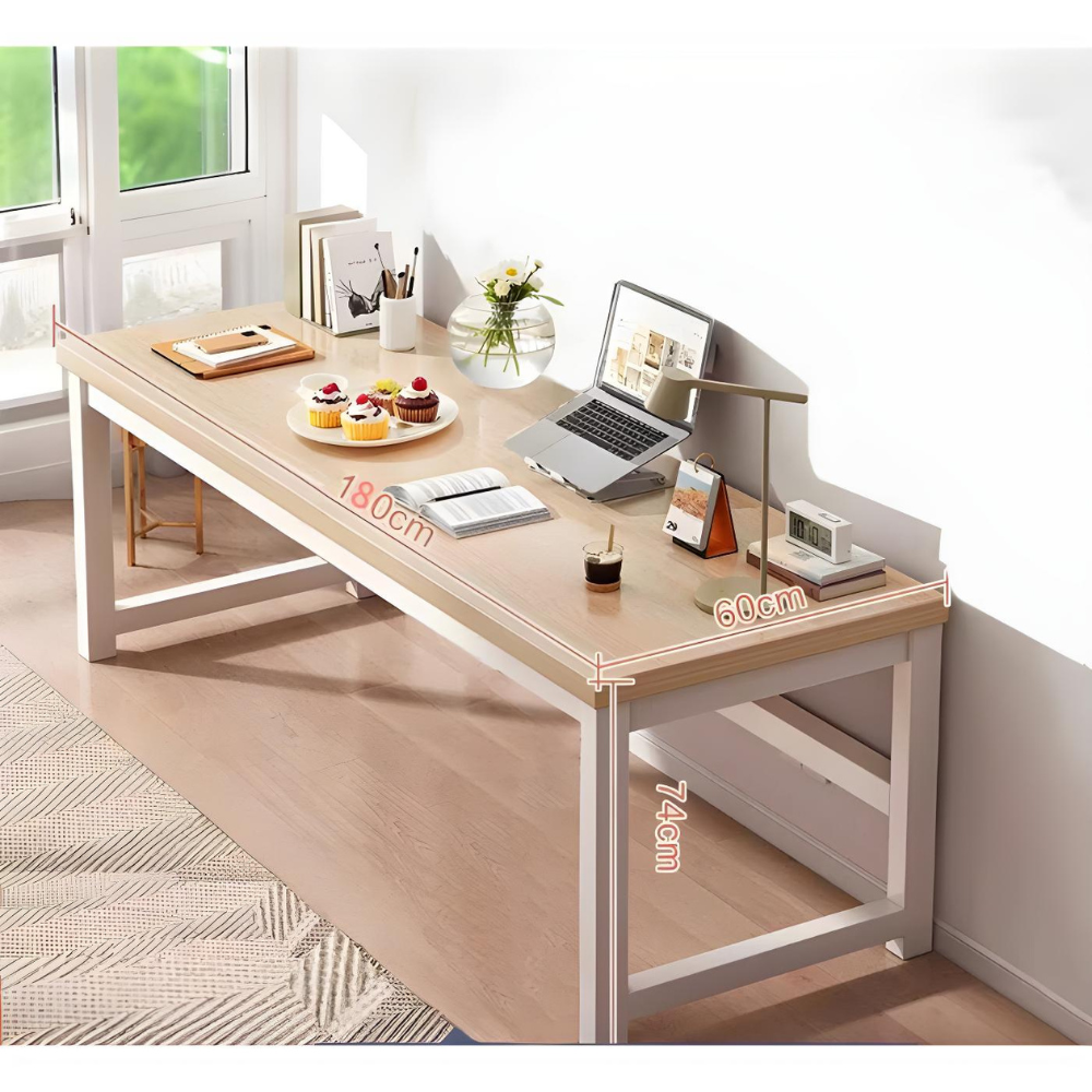 שולחן מחשב כתיבה 1.8 מטר צבע לבן בשילוב עץ דגם Rosso Italy RSM-3134 - יבואן רשמי