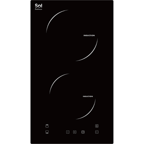 כיריים אינדוקציה דומינו 2 מוקדי בישול Sol FQ3IND-256 - חד פאזי - גימור זכוכית שחורה - K.B.V