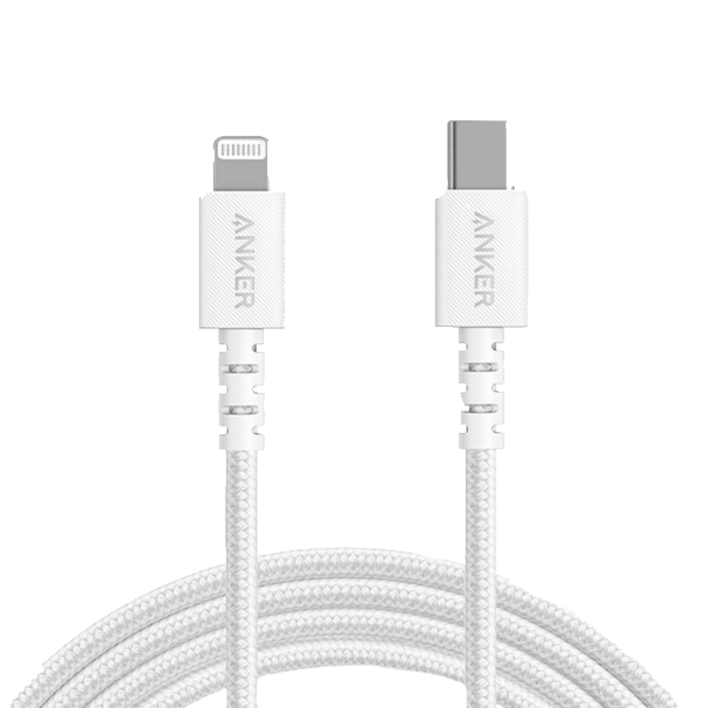 כבל 1.8 מטר לאייפון Anker Powerline II MFI PD - צבע לבן שנה אחריות ע"י - יבואן הרשמי