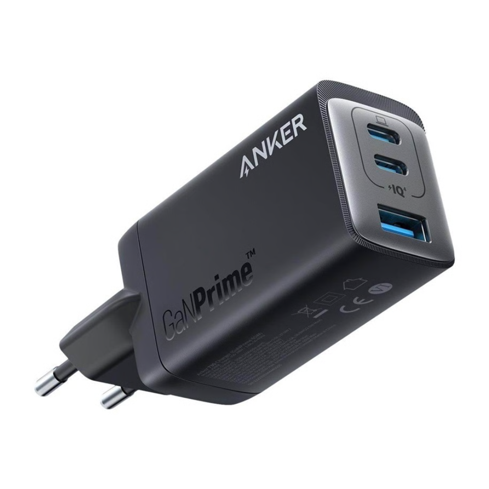 מטען קיר Anker 735 GaN III Prime 3-Port 65W - צבע שחור שנה אחריות ע"י - יבואן הרשמי