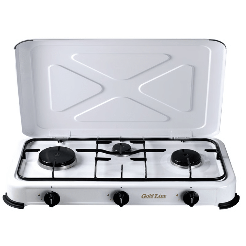 כיריים גז 3 להבות וחיישנים גולד ליין לבן דגם GOLDLINE MGC-3 - K.B.V
