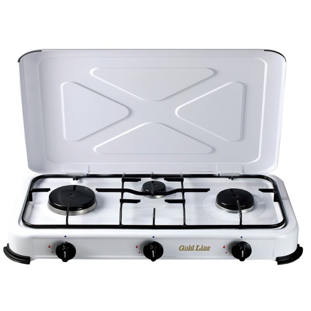 כיריים גז 3 להבות וחיישנים גולד ליין לבן דגם GOLDLINE MGC-3