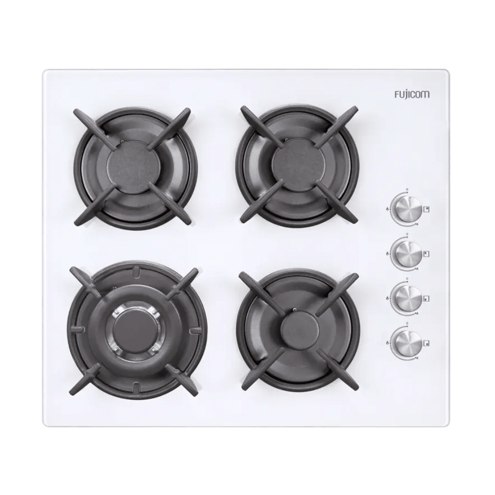 כיריים גז 60 ס''מ 4 להבות Fujicom FJ-GH755W - זכוכית לבנה - K.B.V