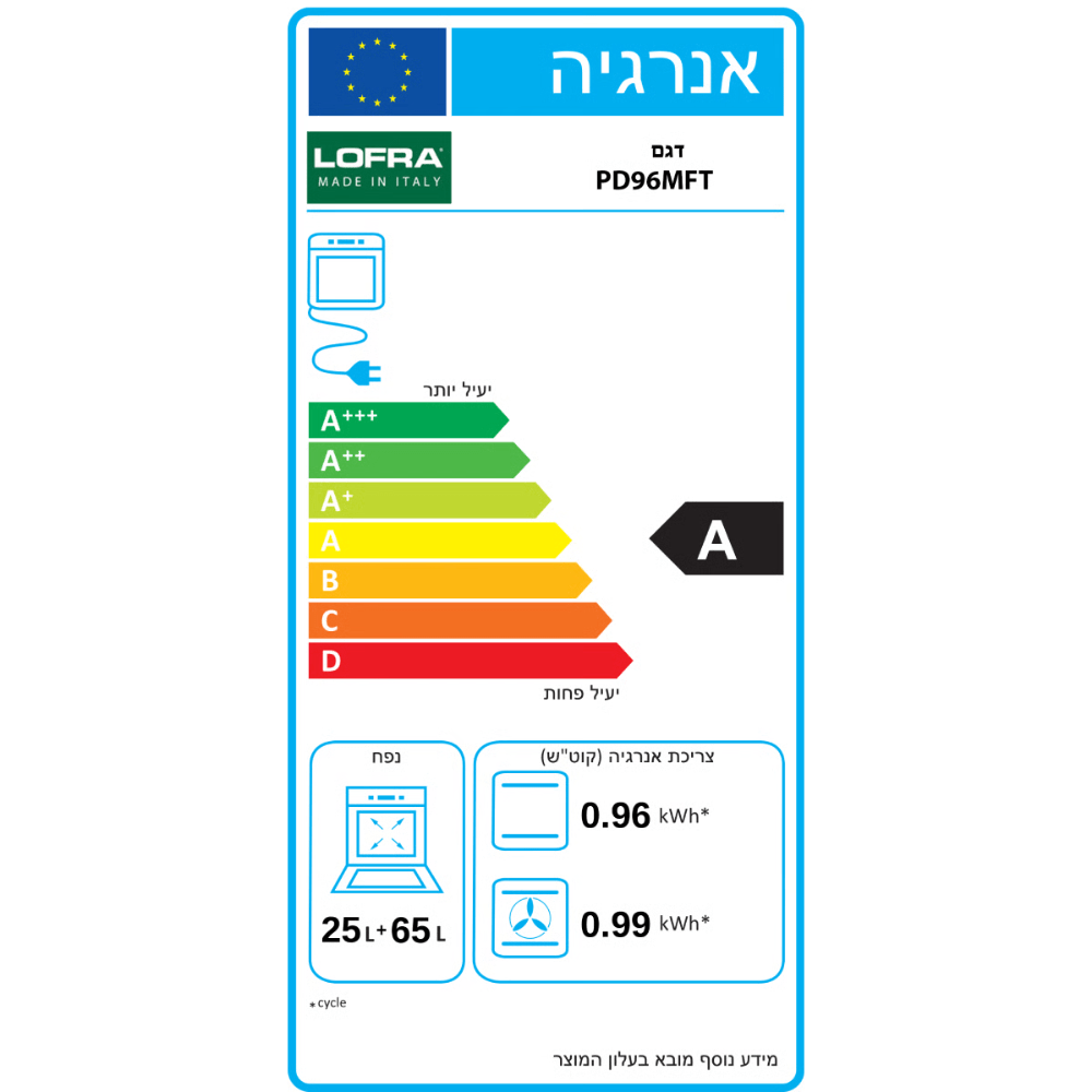 תנור אפייה משולב דו תאי תוצרת איטליה נירוסטה דגם - LOFRA PD96MFT/CI COOL תוצרת איטליה - K.B.V