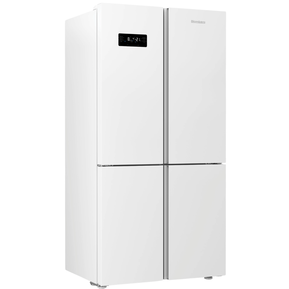 Blomberg מקרר 4 דלתות Blomberg KQD162EGW כולל התקן שבת ומייצר קרח - גימור זכוכית לבנה - יבואן רשמי