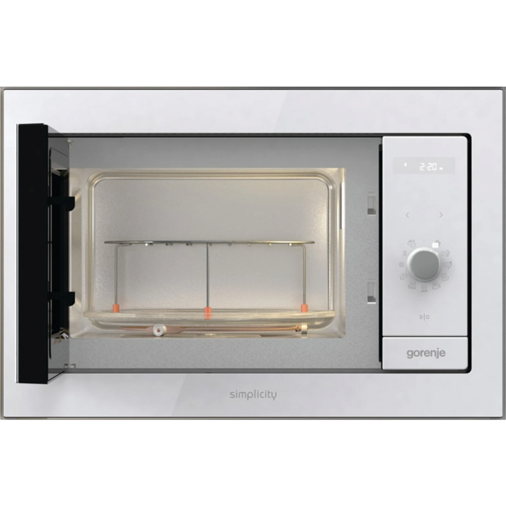 מיקרוגל בנוי אינטגרלי משולב גריל Gorenje BM235G1SYW מסדרת Simplicity - גימור זכוכית לבנה - יבואן רשמי