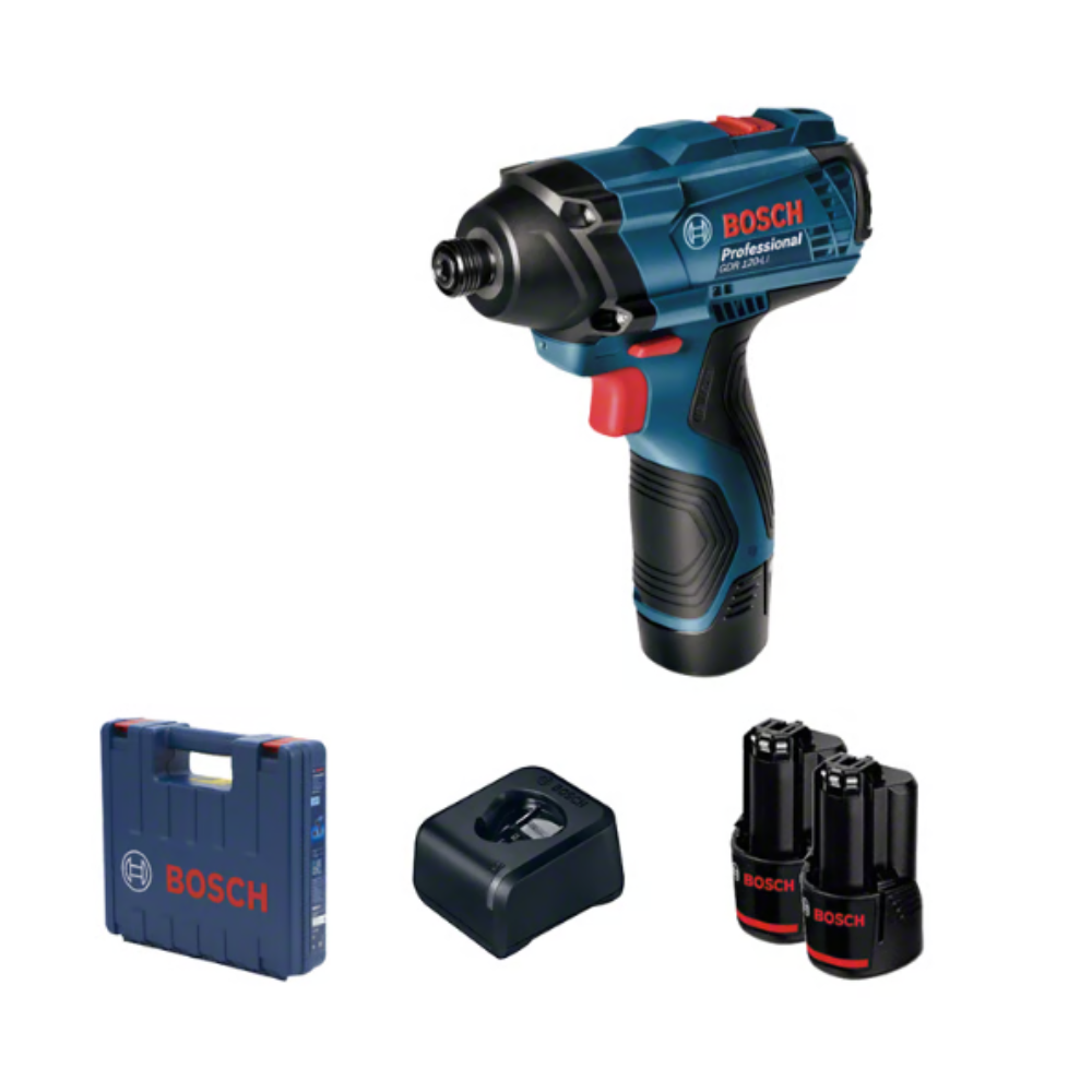 מברגת אימפקט 12 V בוש עם 2 סוללות ומטען דגם: GDR 120-LI