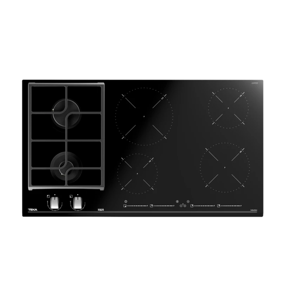 כיריים גז מזכוכית משולבות אינדוקציה ברוחב 90 ס"מ עם 6 אזורי בישול TEKA JZC 96324 AB - יבואן רשמי
