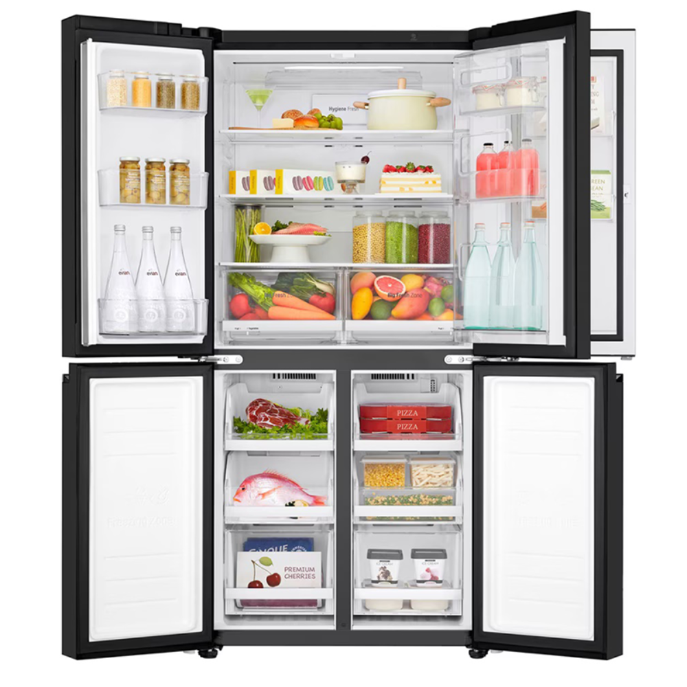 מקרר 4 דלתות - 530 ליטר LG GR-608BEDID זכוכית שחורה - יבואן רשמי