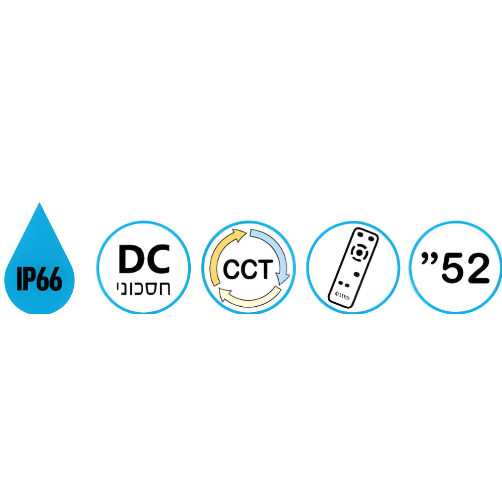 מאוורר תקרה לפרגולה Ocean IP66 ''52 DC שלט תאורה שחור מט+עץ Westinghouse - K.B.V