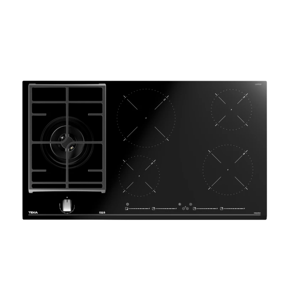 כיריים גז מזכוכית משולבות אינדוקציה ברוחב 90 ס"מ ו-5 אזורי בישול TEKA JZC 95314 AB