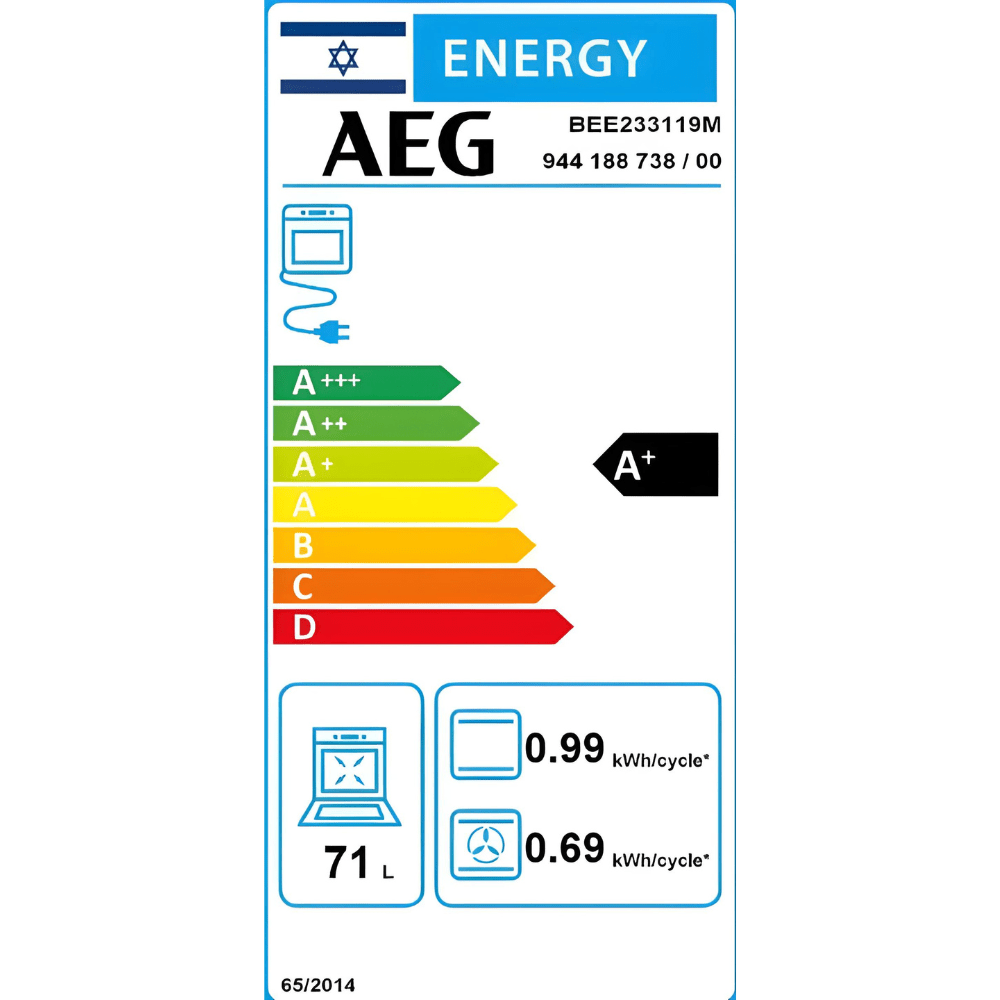 תנור בנוי עם מערכת שבת מהדרין דגם BEE233119M אאג AEG נירוסטה - K.B.V