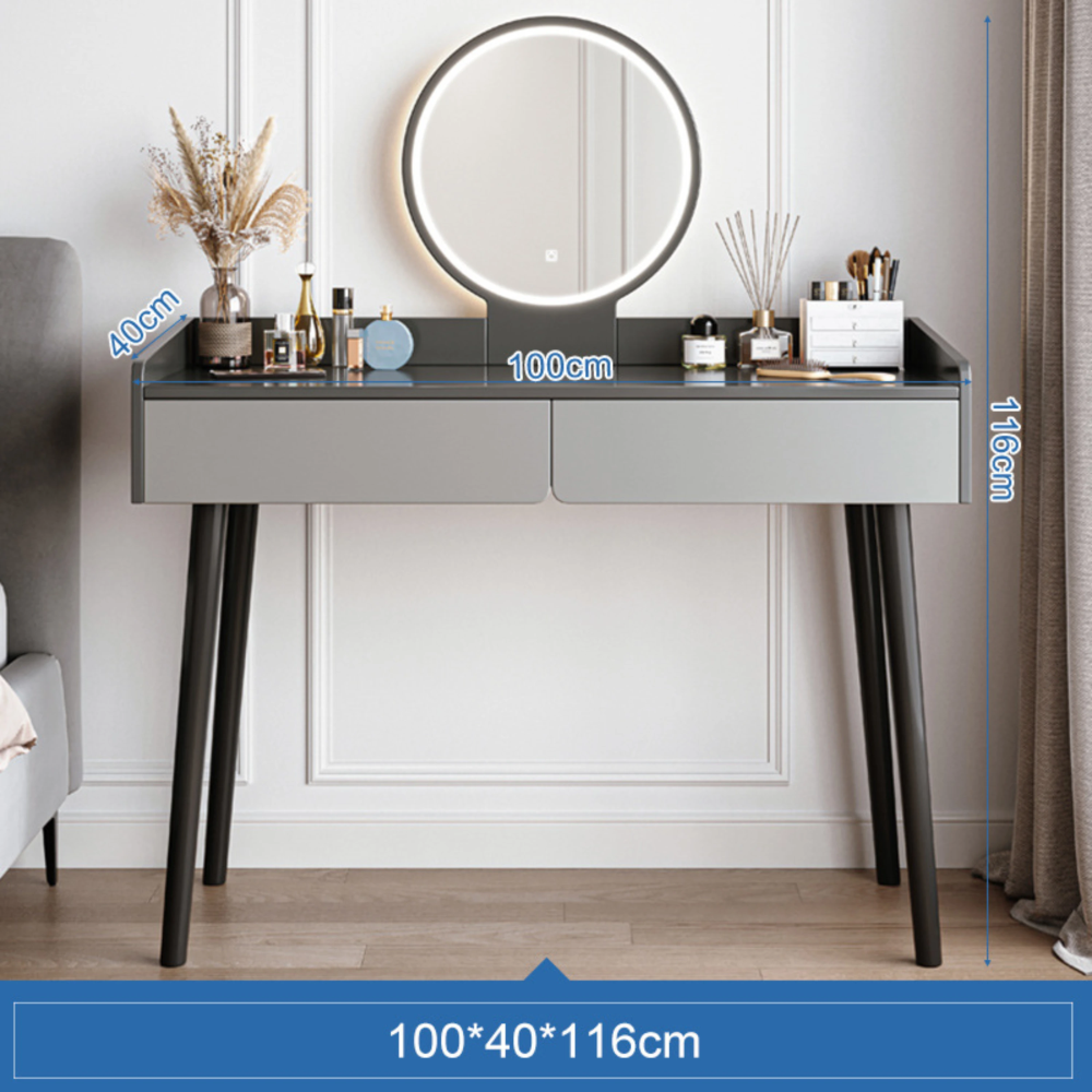 שידת איפור עם מראה כולל תאורת לד רוחב 100 ס"מ Rosso Italy RSM-1052 - צבע אפור - יבואן רשמי