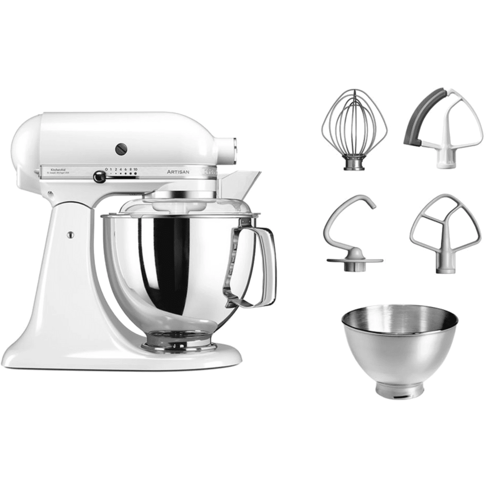 מיקסר עם זוג קערות בנפחים שונים KitchenAid 5KSM175EIWH צבע לבן - K.B.V