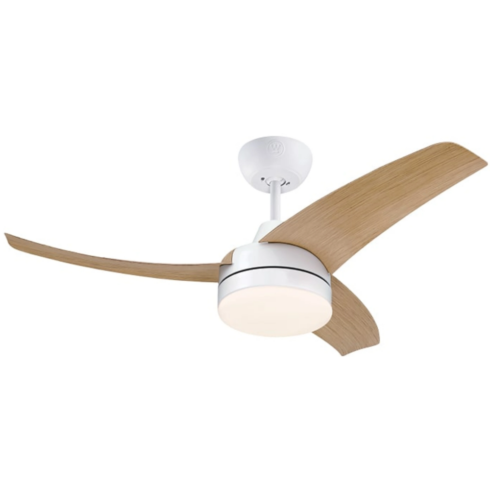 מאוורר תקרה כנפיים מתהפכות Westinghouse Talia 28W "52 - צבע לבן/ אלון שנתיים אחריות ע"י - יבואן הרשמי