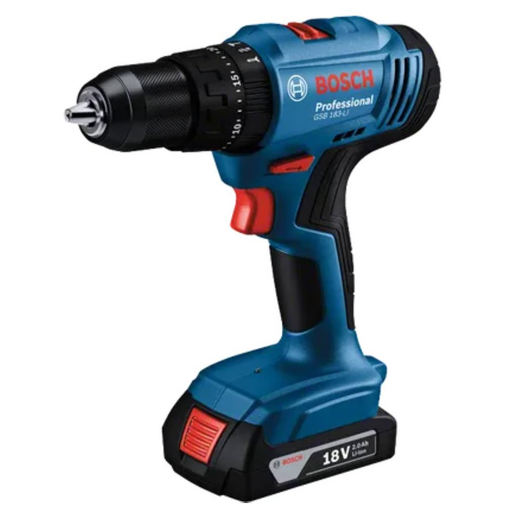 סט מברגה מקדחה רוטטת 18V בראשלס עם 2 סוללות 2AH ומטען BOSCH GSB 183-LI