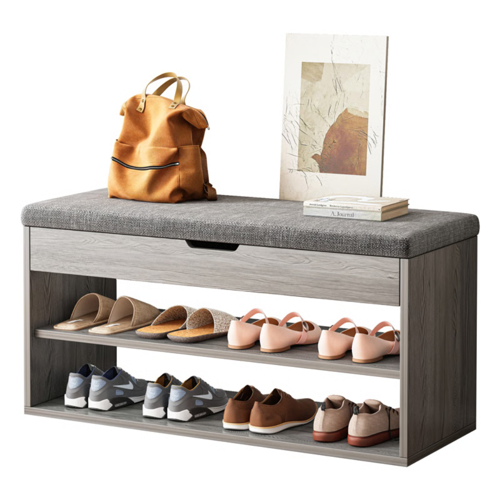 ארון נעליים כולל ספסל ישיבה 60 ס"מ דגם RSM-1012 צבע אפור מבית Rosso italy - יבואן רשמי