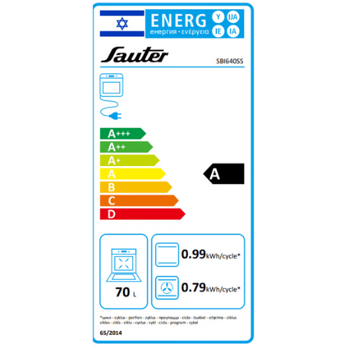 תנור אפייה בנוי 70 ליטר נירוסטה דגם SAUTER SBI 640 - K.B.V