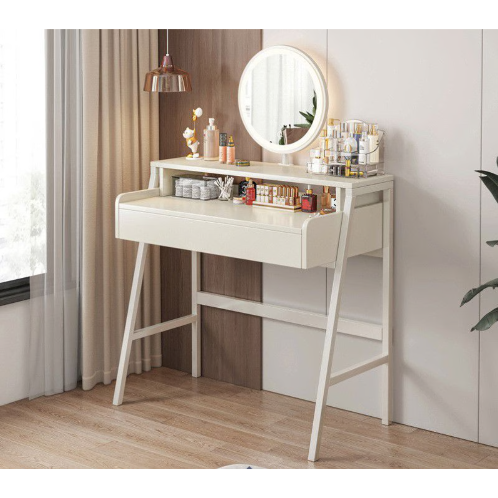 שידת איפור עם מראה כולל תאורת לד רוחב 60 ס"מ Rosso Italy RSM-2079 - צבע לבן - יבואן רשמי