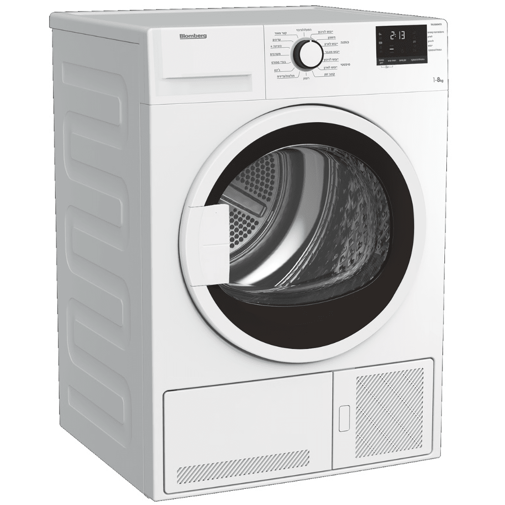 מייבש כביסה + מעבה בלומברג 1-8 ק"ג TXU580WTX Blomberg דלת שקופה - K.B.V