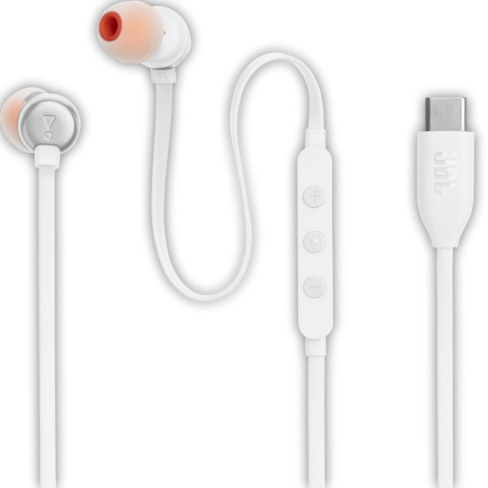 אוזניות JBL Tune T310C Type-C - צבע לבן שנה אחריות ע"י - יבואן הרשמי