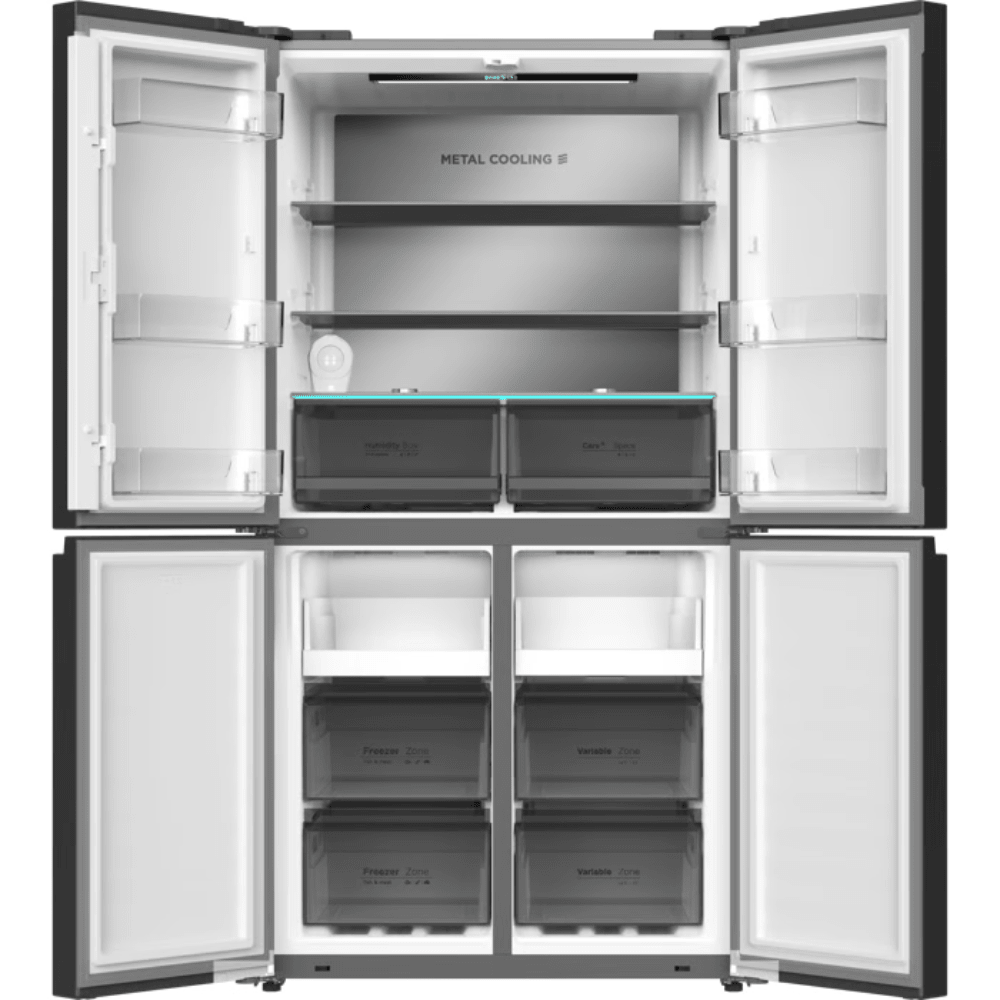 מקרר 4 דלתות 601 ליטר נטו Electra EL6610GBL עם מפסק שבת - גימור זכוכית שחורה - K.B.V
