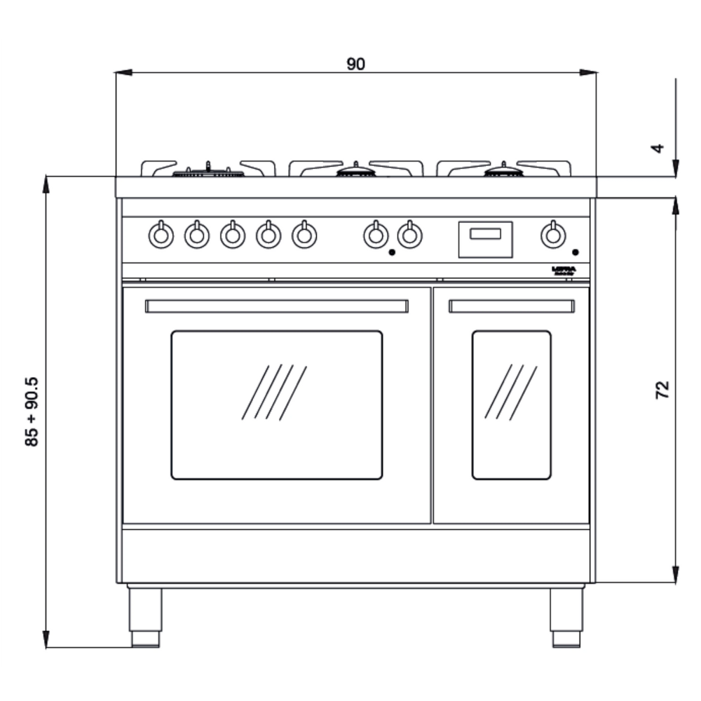 תנור אפייה 90 ס"מ דו-תאי משולב כיריים אינדוקציה Lofra PNMD96MFTE/5I תוצרת איטליה - צבע שחור אחריות ע"י היבואן הרשמי