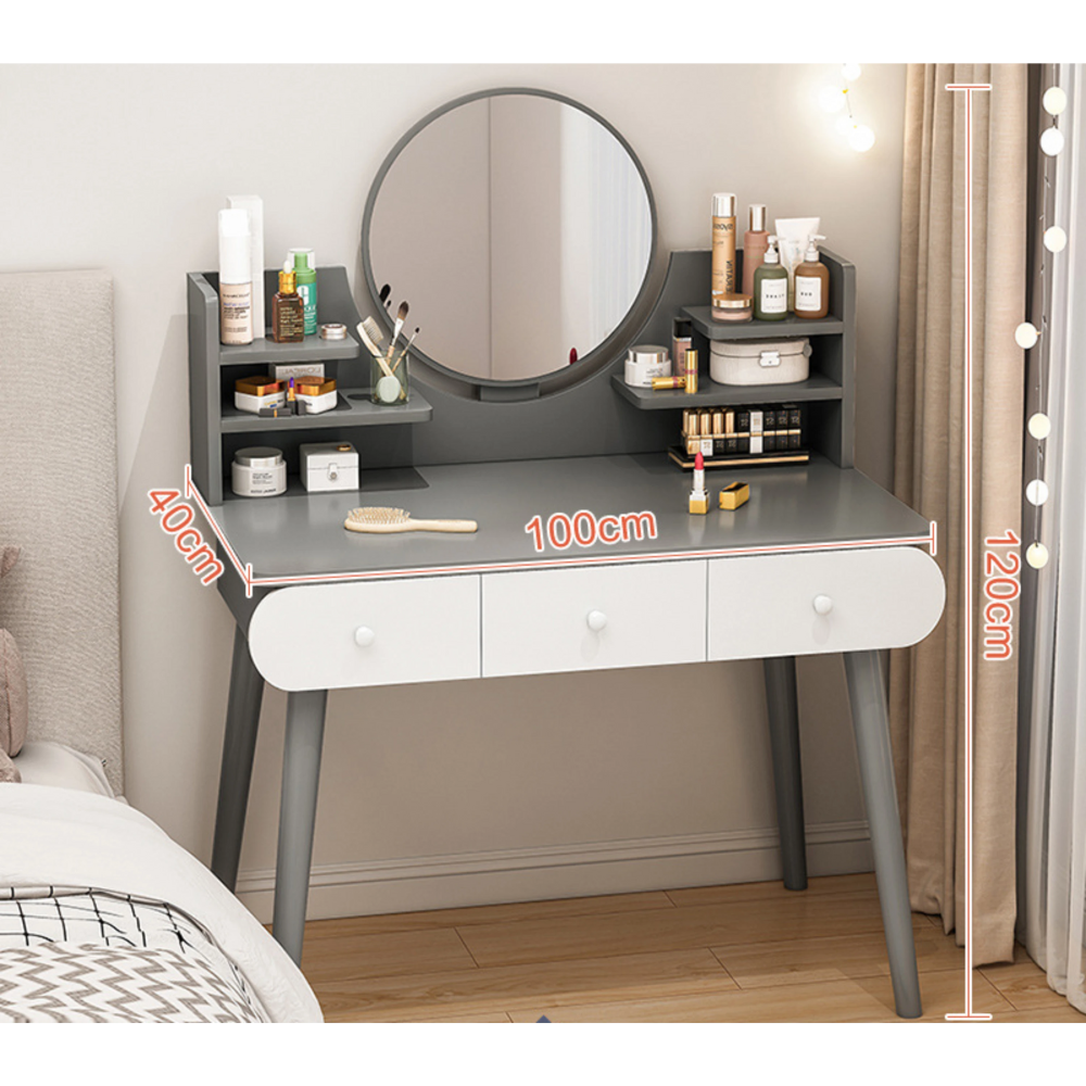 שידת איפור רוחב 100 ס"מ עם מראה דגם MSH-10-30 צבע אפור ROSSO ITALY - יבואן רשמי