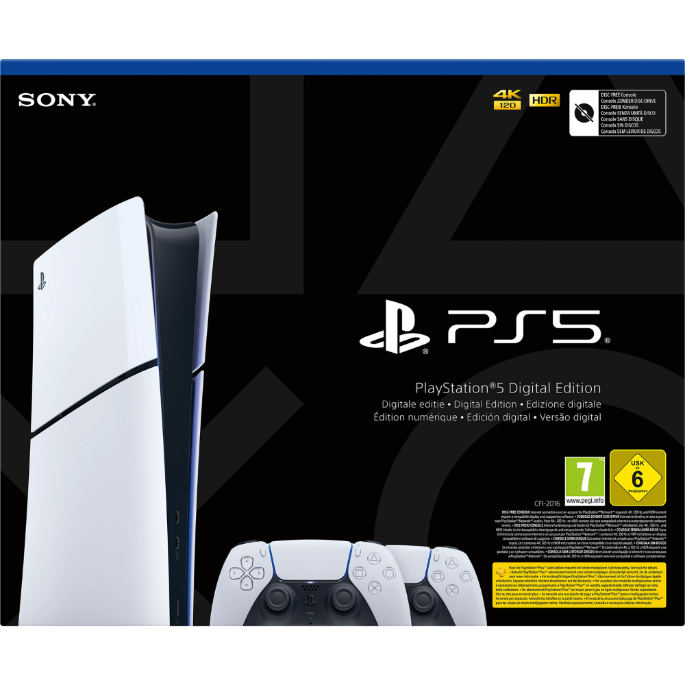 קונסולה Sony PS5 PlayStation 5 Slim 1TB Digital Edition כולל שני בקרים אלחוטיים - צבע לבן שנה אחריות ע"י - יבואן הרשמי
