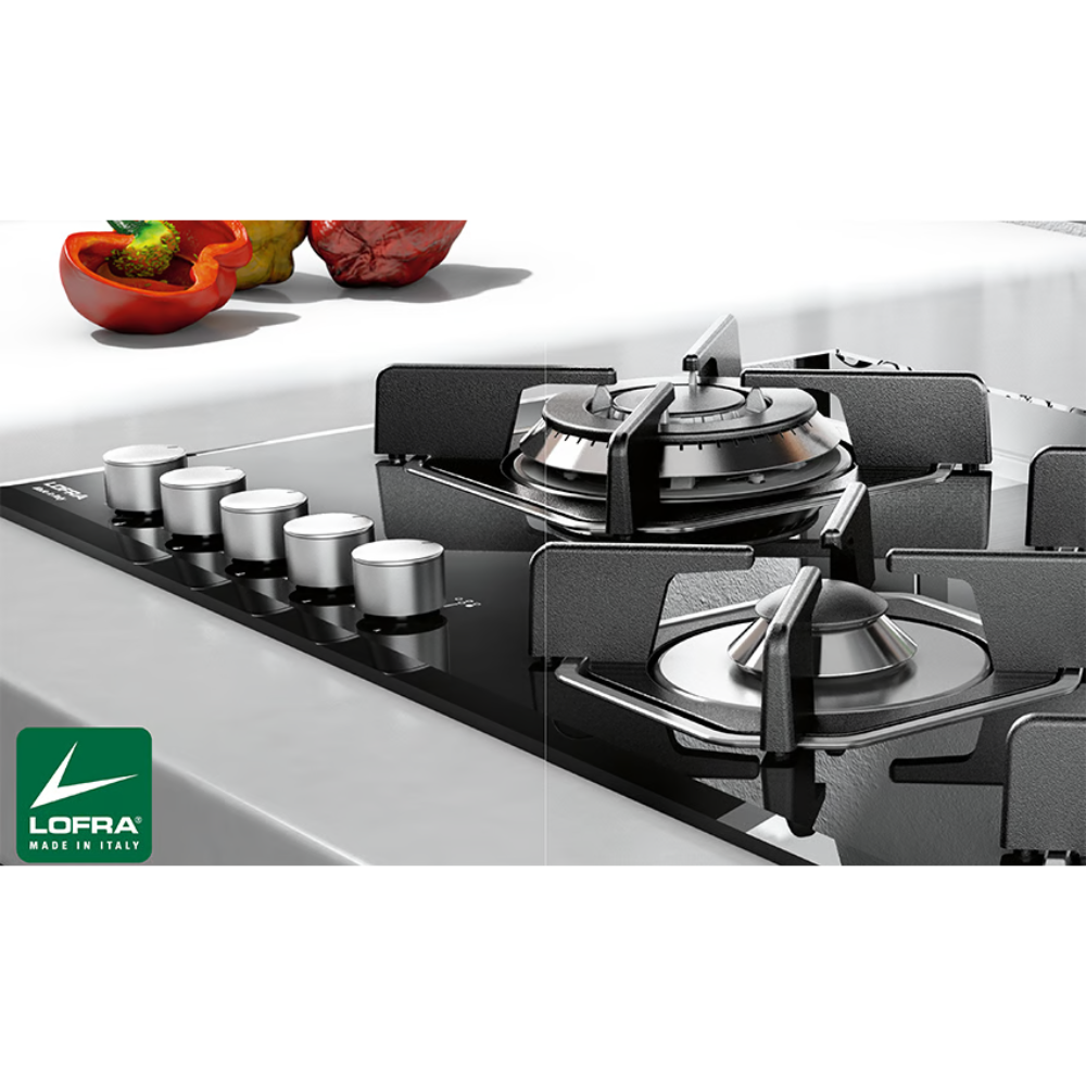 כיריים 5 להבות HGN95O LOFRA זכוכית שחורה - יבואן רשמי