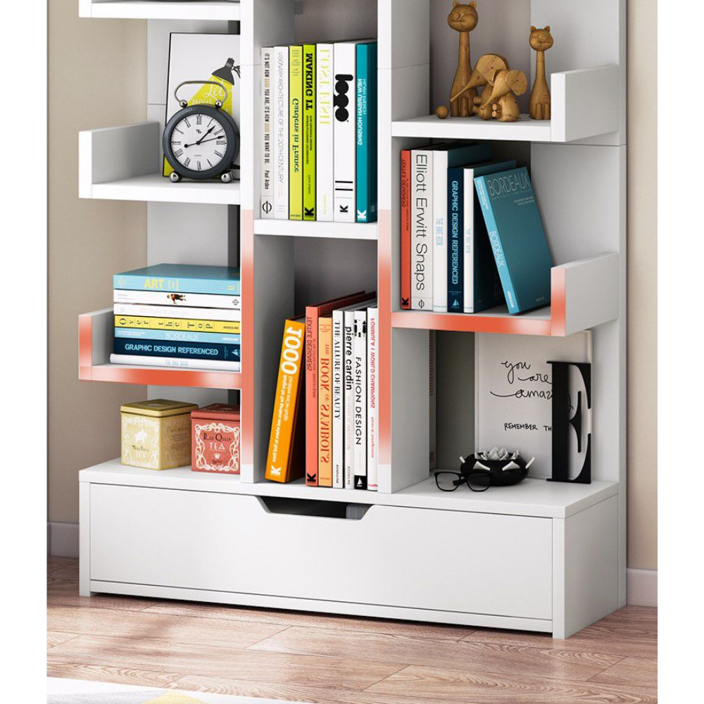 ספרייה מעוצבת מודרנית דגם RSM-2095 רוחב 140 ס"מ צבע לבן מבית Rosso italy - יבואן רשמי