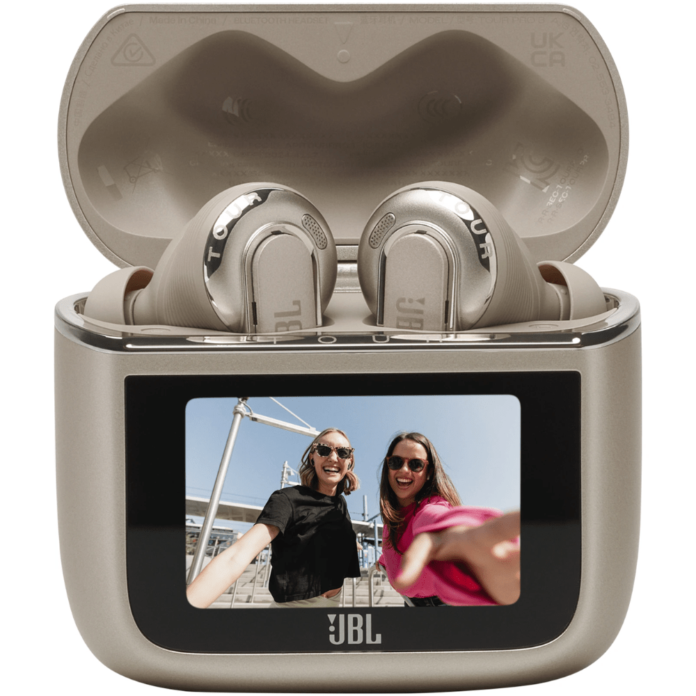 אוזניות אלחוטיות עם כיסוי חכם ומשתיק רעשים JBL Tour Pro 3 TWS - צבע בז - K.B.V
