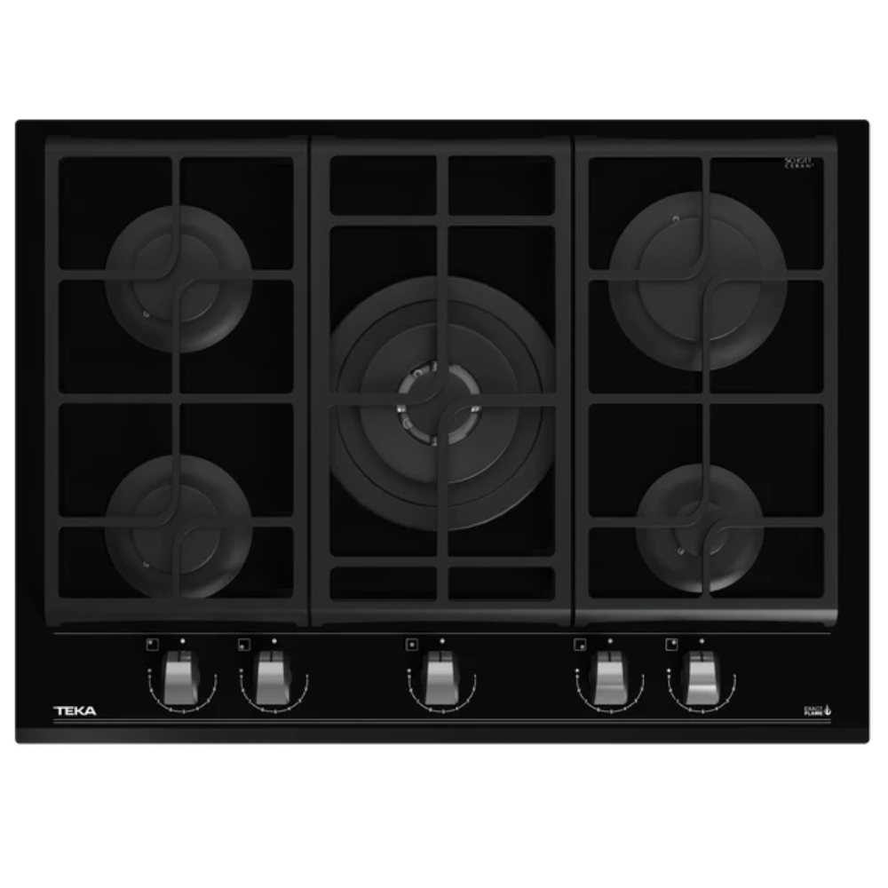 כיריים גז מזכוכית ברוחב 70 ס"מ עם פונקציית ExactFlame 5 מבערים TEKA GZC 75330 XB - יבואן רשמי