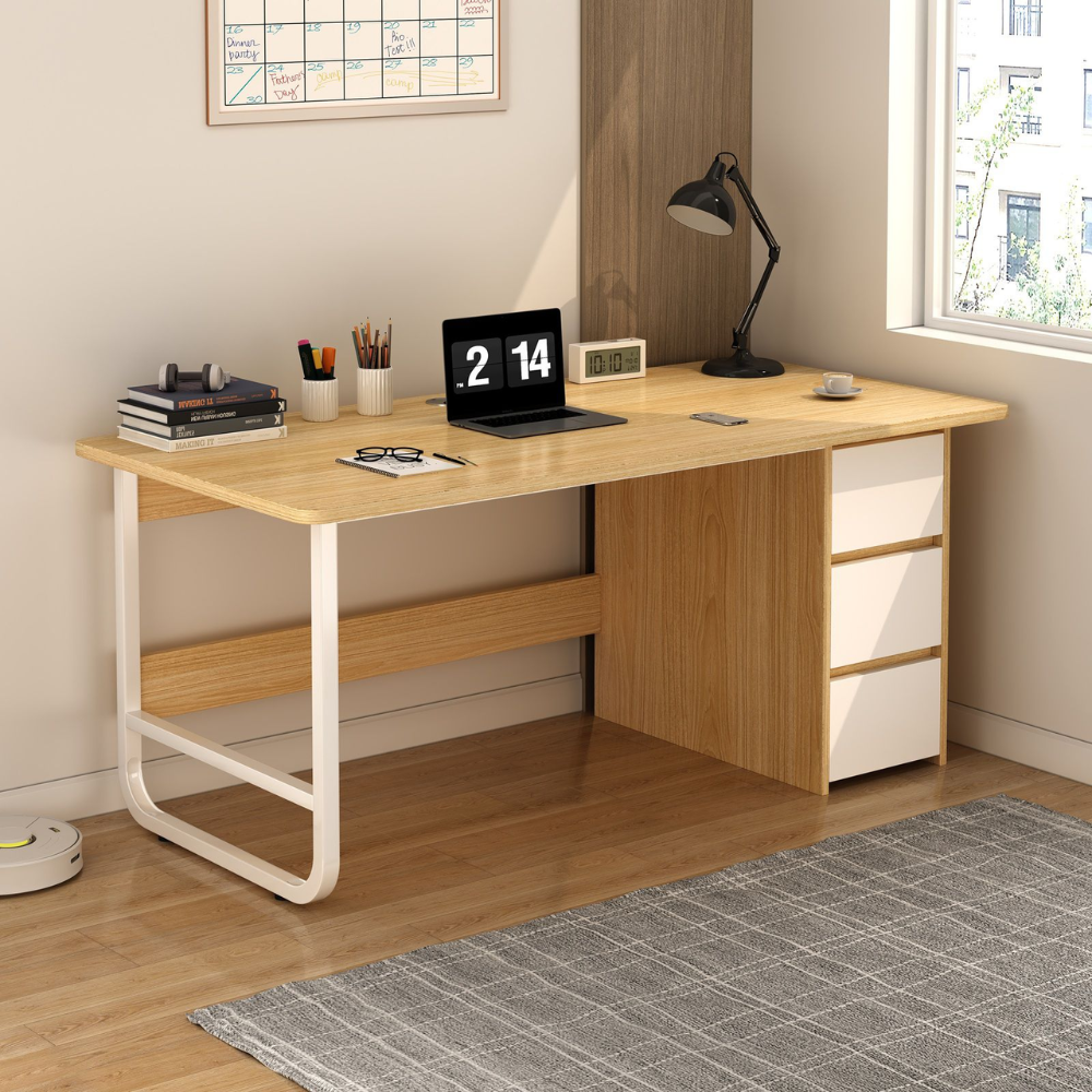 שולחן מחשב כולל מגירות ברוחב ענק 1.4 מטר דגם RSM-3026 צבע עץ Rosso Italy - יבואן רשמי