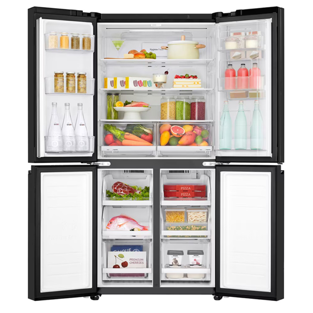 מקרר 4 דלתות - 530 ליטר LG GR-608BEDID זכוכית שחורה - יבואן רשמי