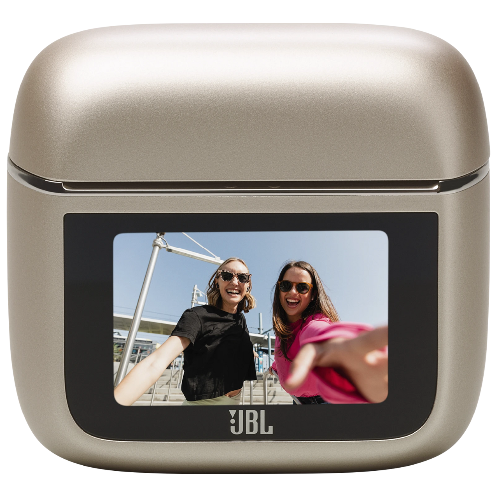 אוזניות אלחוטיות עם כיסוי חכם ומשתיק רעשים JBL Tour Pro 3 TWS - צבע בז שנה אחריות ע"י - יבואן הרשמי