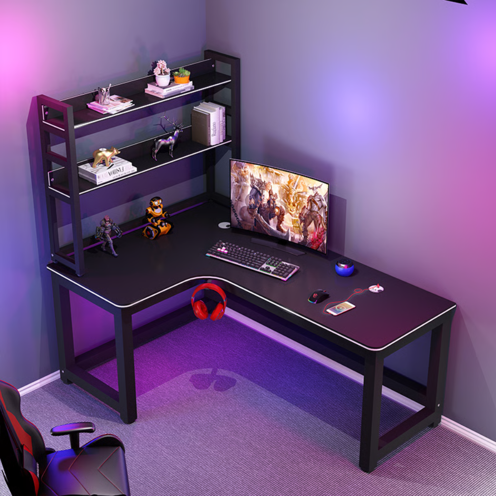 שולחן מחשב ענק עם מדפים דגם RSM-1065 רוחב 1.2 מטר צבע שחור ROSSO ITALY - יבואן רשמי