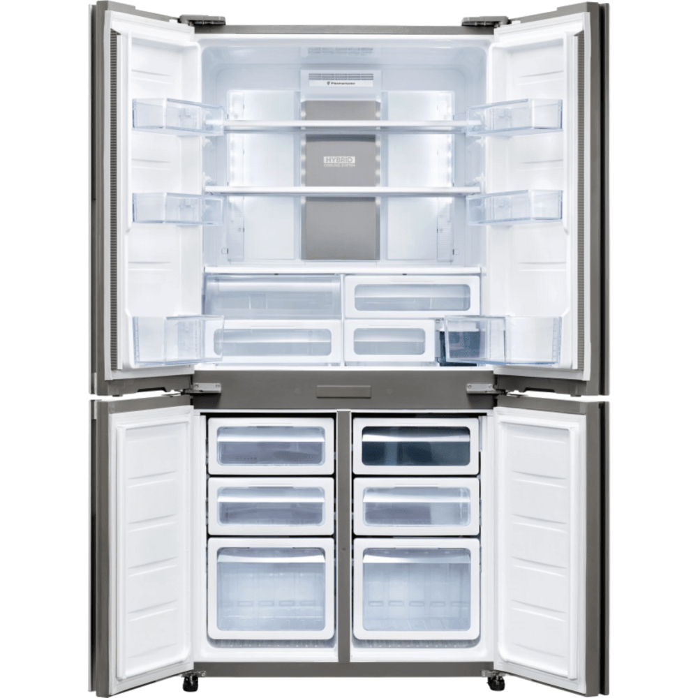 מקרר 4 דלתות מקפיא תחתון 611 ליטר נטו Sharp SJ-9270-SL עם התקן שבת מובנה - גימור נירוסטה מושחרת - K.B.V