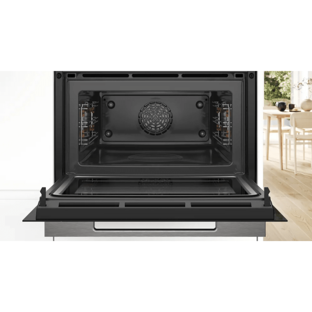 תנור בנוי קומפקטי משולב מיקרוגל דגם Bosch CMG7241B1 - גימור שחור זכוכית - K.B.V