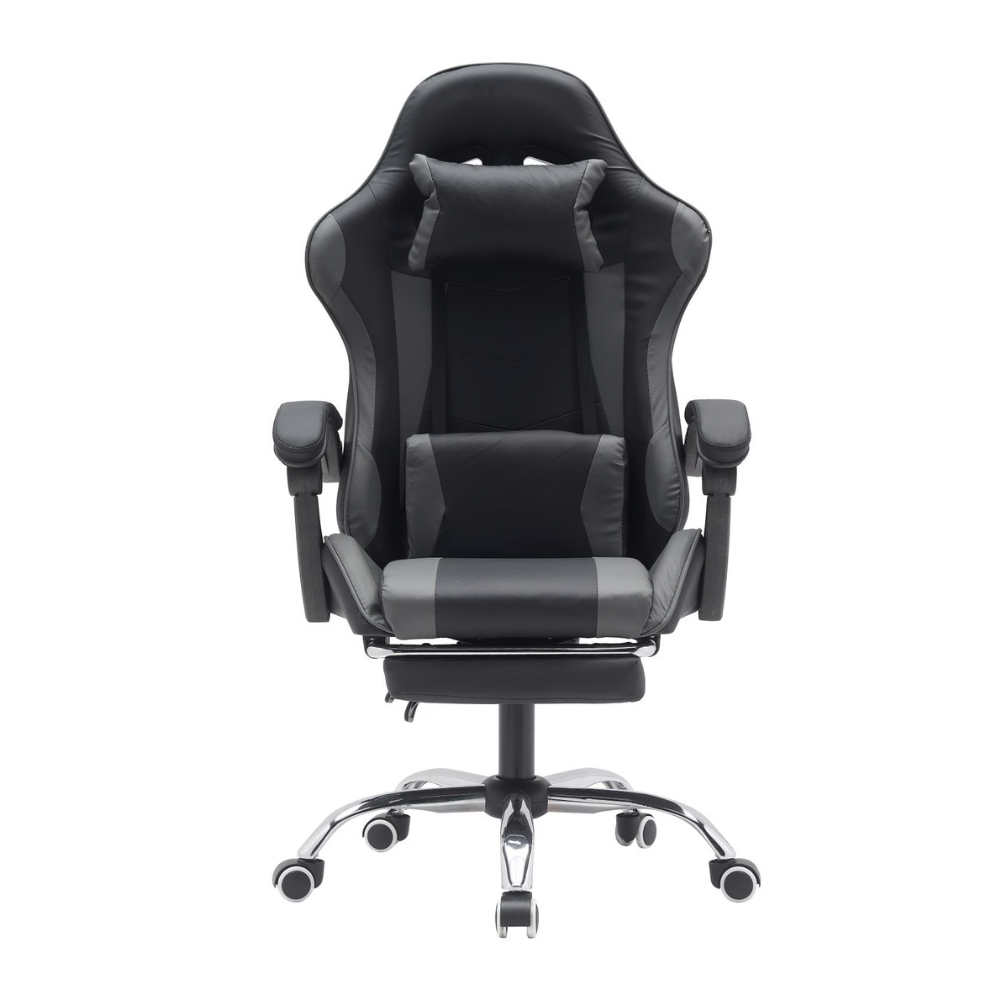 כסא גיימרים עם הדום ומסאז' רטט RSM-1044 שחור עם אפור ROSSO ITALY - יבואן רשמי