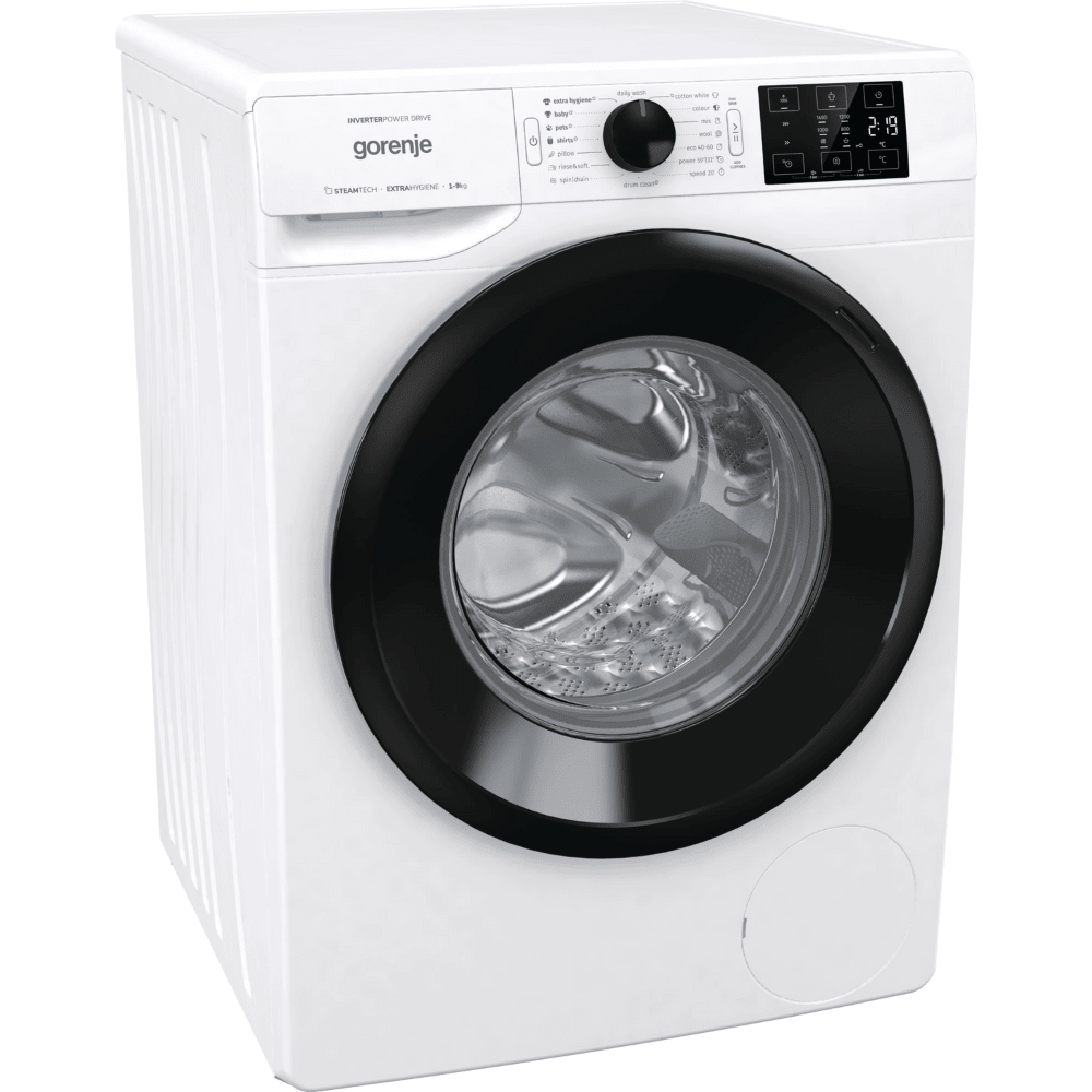 מכונת כביסה פתח חזית 9 ק"ג Gorenje WNEI94AS במהירות 1400 סל"ד - צבע לבן - K.B.V