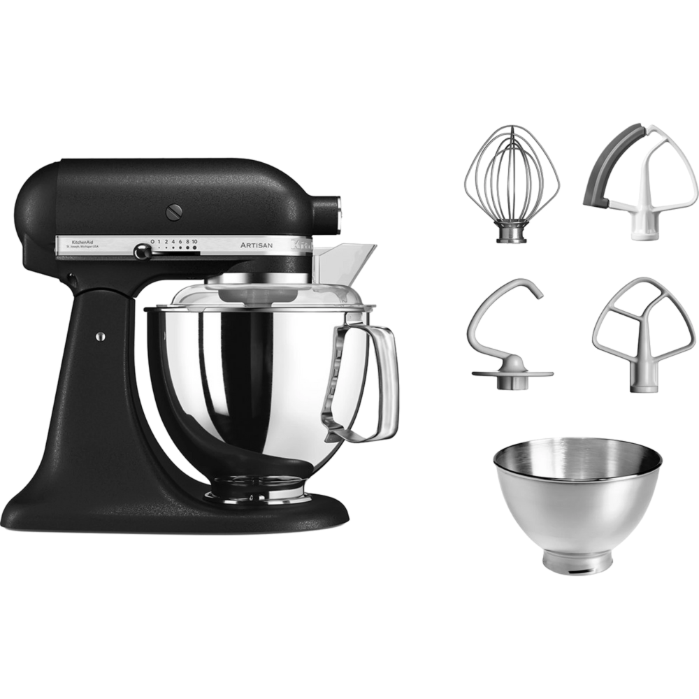 מיקסר עם זוג קערות בנפחים שונים KitchenAid 5KSM175EIBK צבע שחור מט - יבואן רשמי