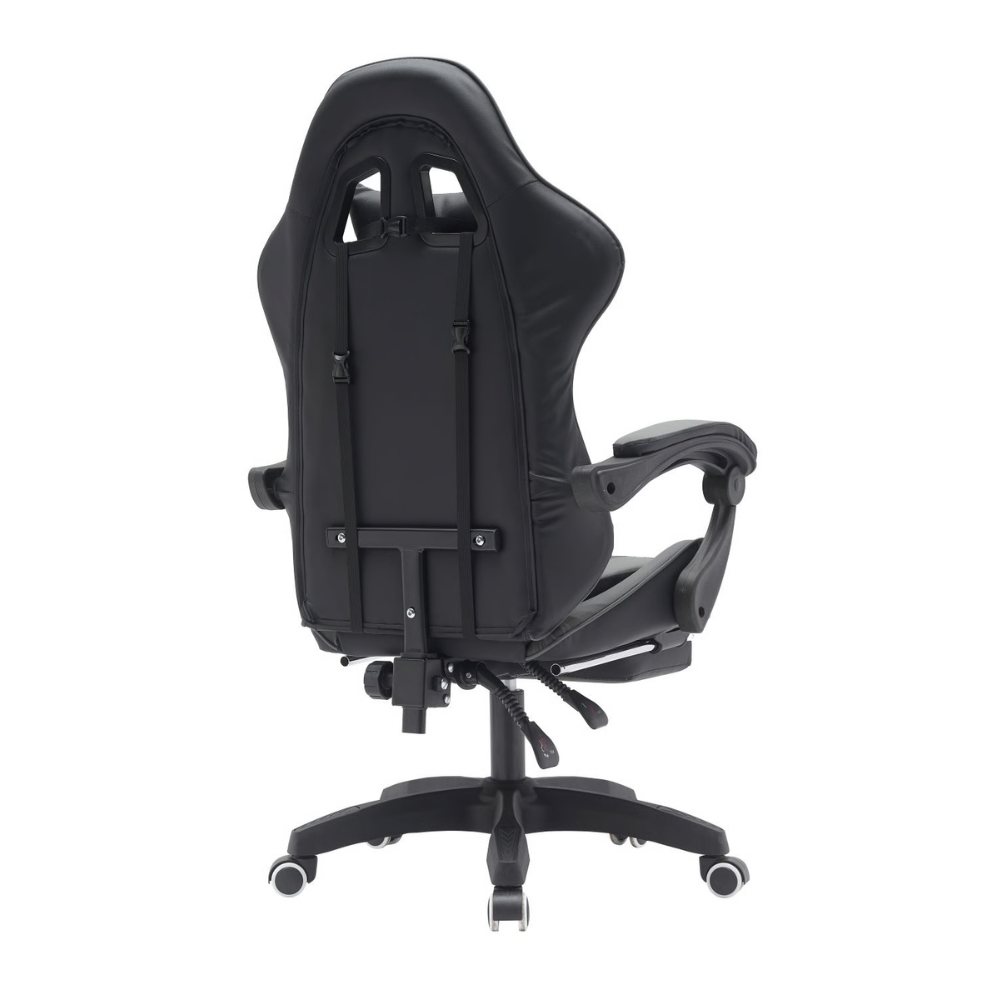 כסא גיימרים עם הדום ומסאז' רטט Rosso Italy RSM-1042 - צבע שחור ואפור - יבואן רשמי